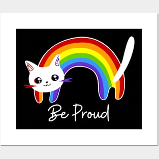 Cat be proud lgbt, Rainbow Pride Cat, funny Cat LGBTQ colorful, kawaii cute cat Lgbt, cat lover gift Posters and Art